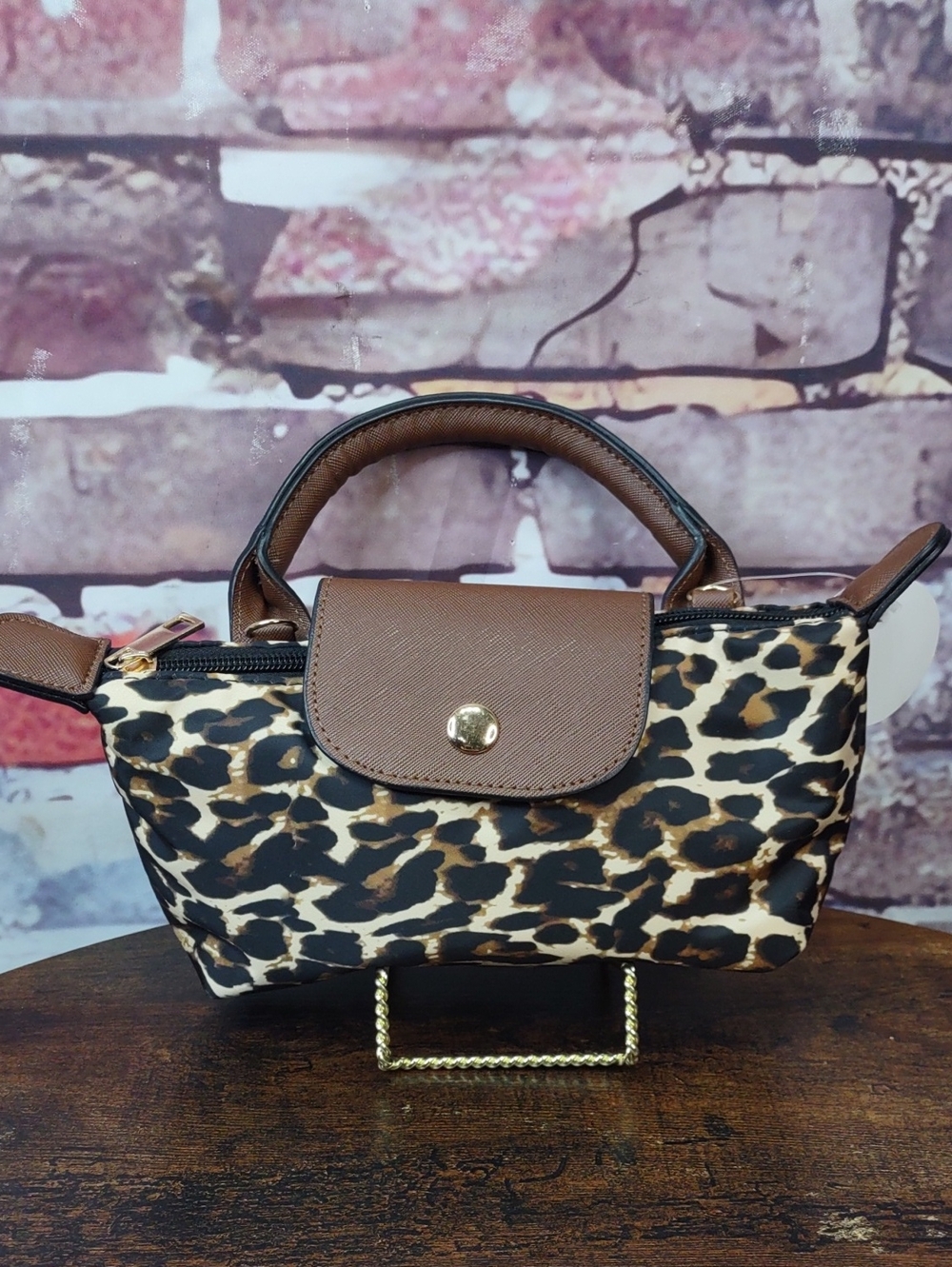 Leopard Print Top-Handle Mini Bag